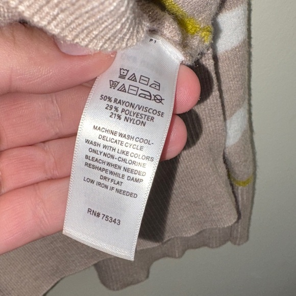 Tahari Brown and White Striped Women's Sweater - Picture 5 of 7